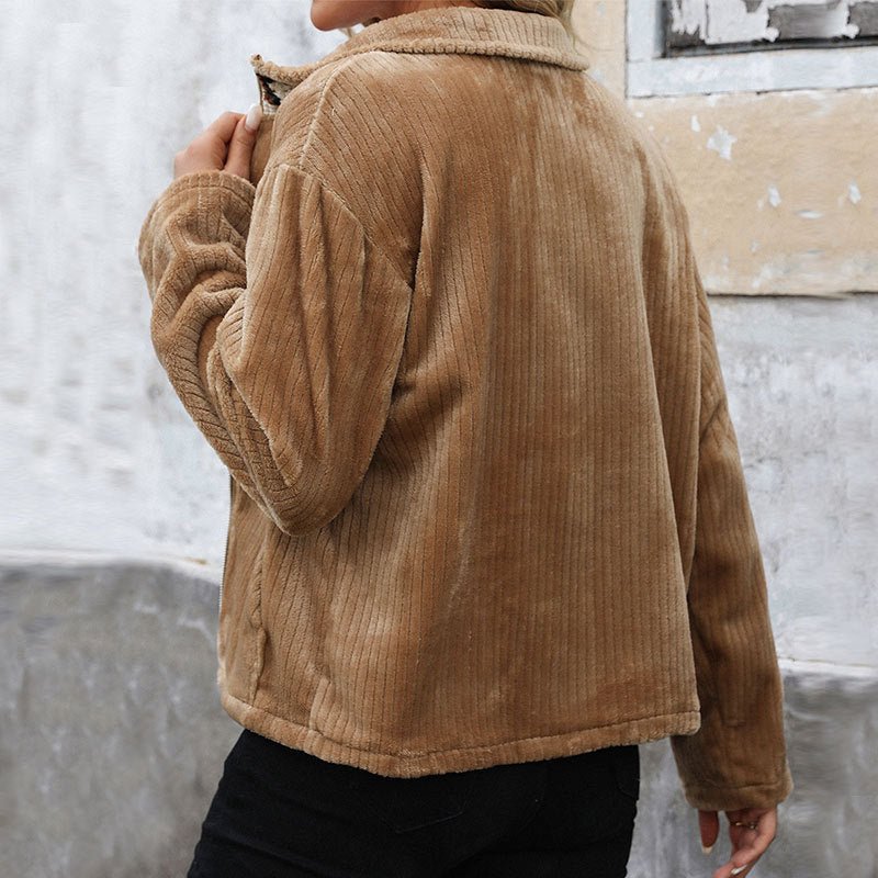 All - matching Ethnic Style Embroidered Stand Collar Warm Plush Coat - THREADLIGHT