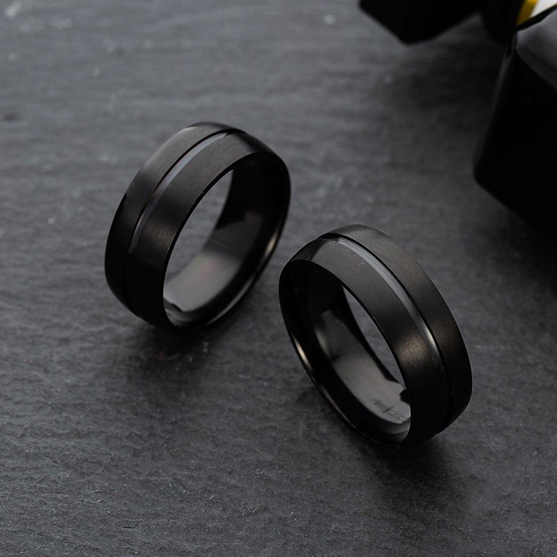 Black titanium steel ring - THREADLIGHT