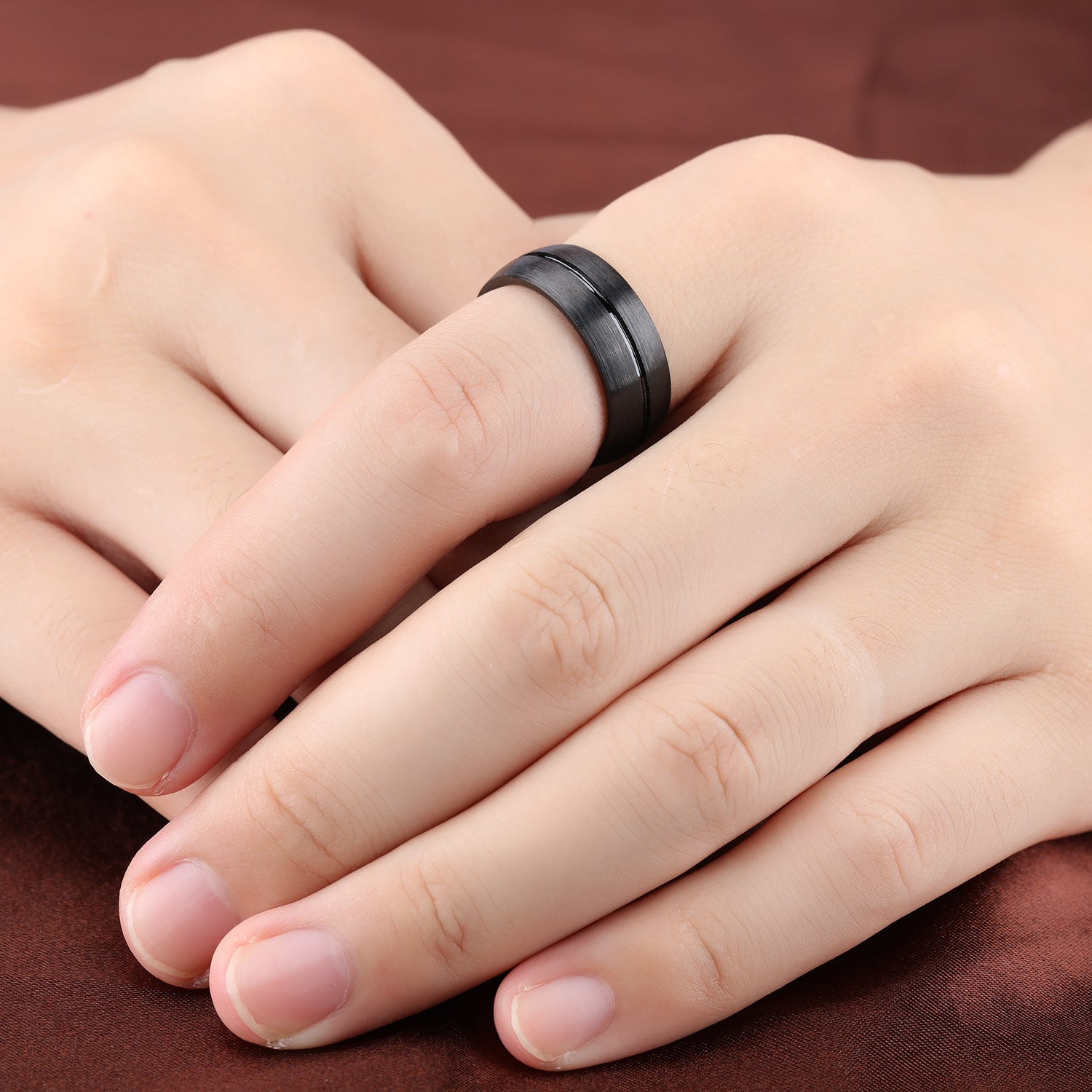 Black titanium steel ring - THREADLIGHT