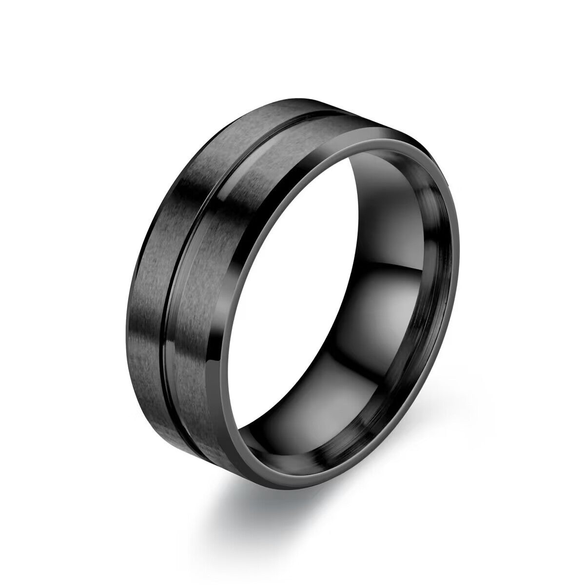 Black titanium steel ring - THREADLIGHT