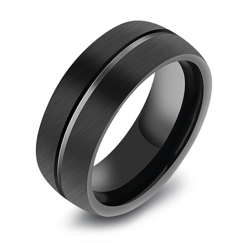 Black titanium steel ring - THREADLIGHT