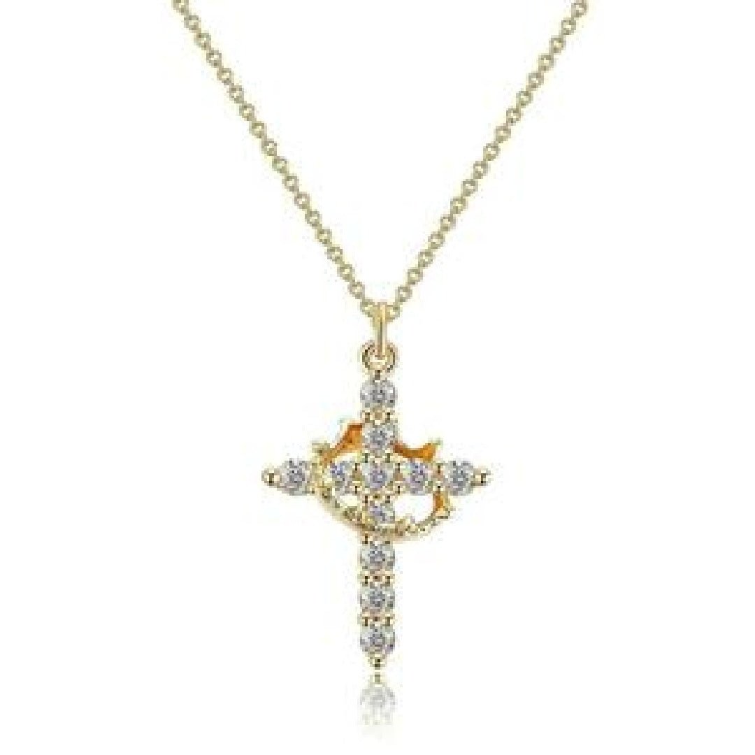 Christian Religious Symbola Drop Classic Crown & Cross Pendant Choker Easter Necklace For Women & Men & Girls Pretty Crown Cross Necklace For Daily Party Clothing Decor Trendy All - match & Exquisite Je - THREADLIGHT