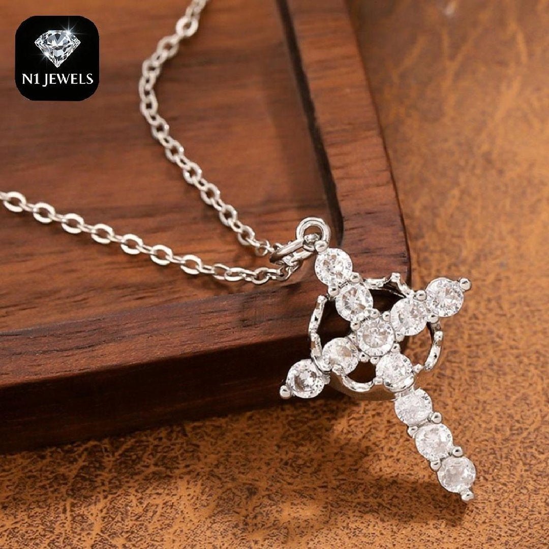 Christian Religious Symbola Drop Classic Crown & Cross Pendant Choker Easter Necklace For Women & Men & Girls Pretty Crown Cross Necklace For Daily Party Clothing Decor Trendy All - match & Exquisite Je - THREADLIGHT
