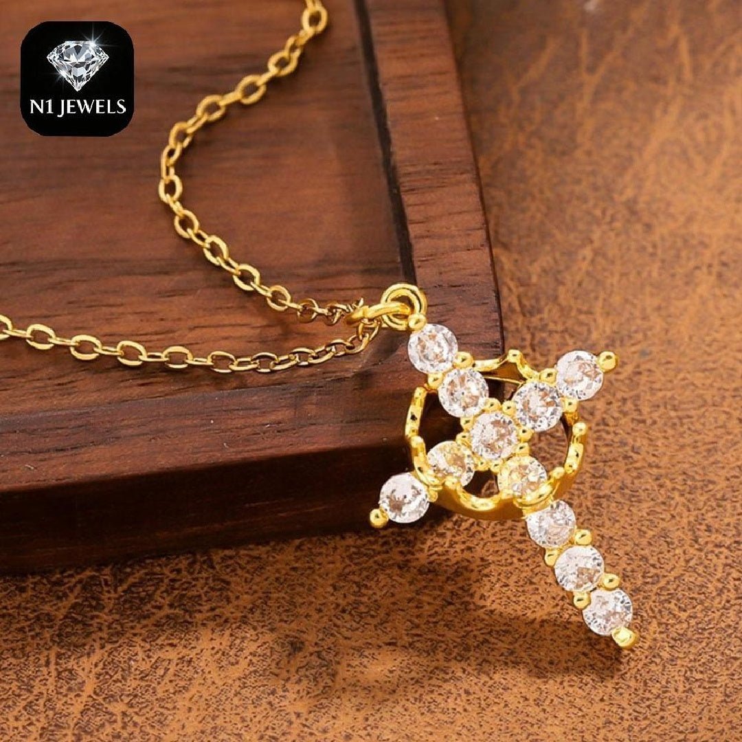Christian Religious Symbola Drop Classic Crown & Cross Pendant Choker Easter Necklace For Women & Men & Girls Pretty Crown Cross Necklace For Daily Party Clothing Decor Trendy All - match & Exquisite Je - THREADLIGHT