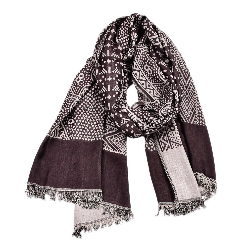 Cotton And Linen Yarn - dyed Scarf Short Beard Ethnic Style - THREADLIGHT