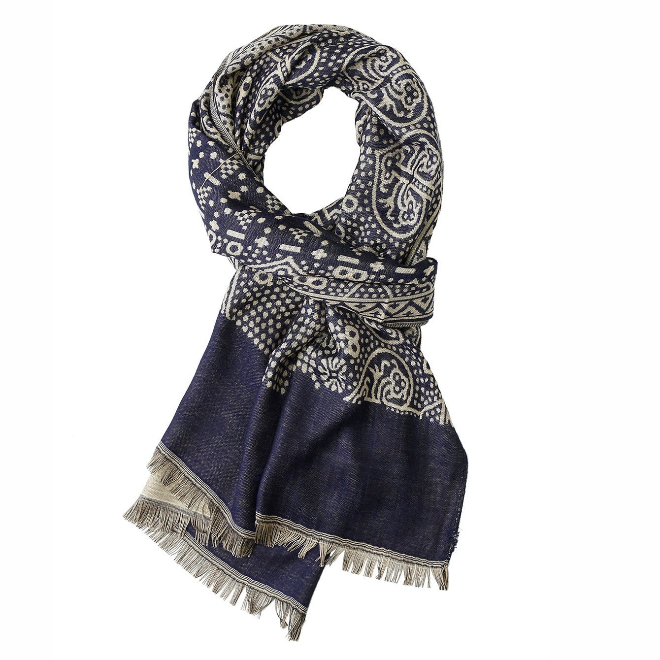 Cotton And Linen Yarn - dyed Scarf Short Beard Ethnic Style - THREADLIGHT
