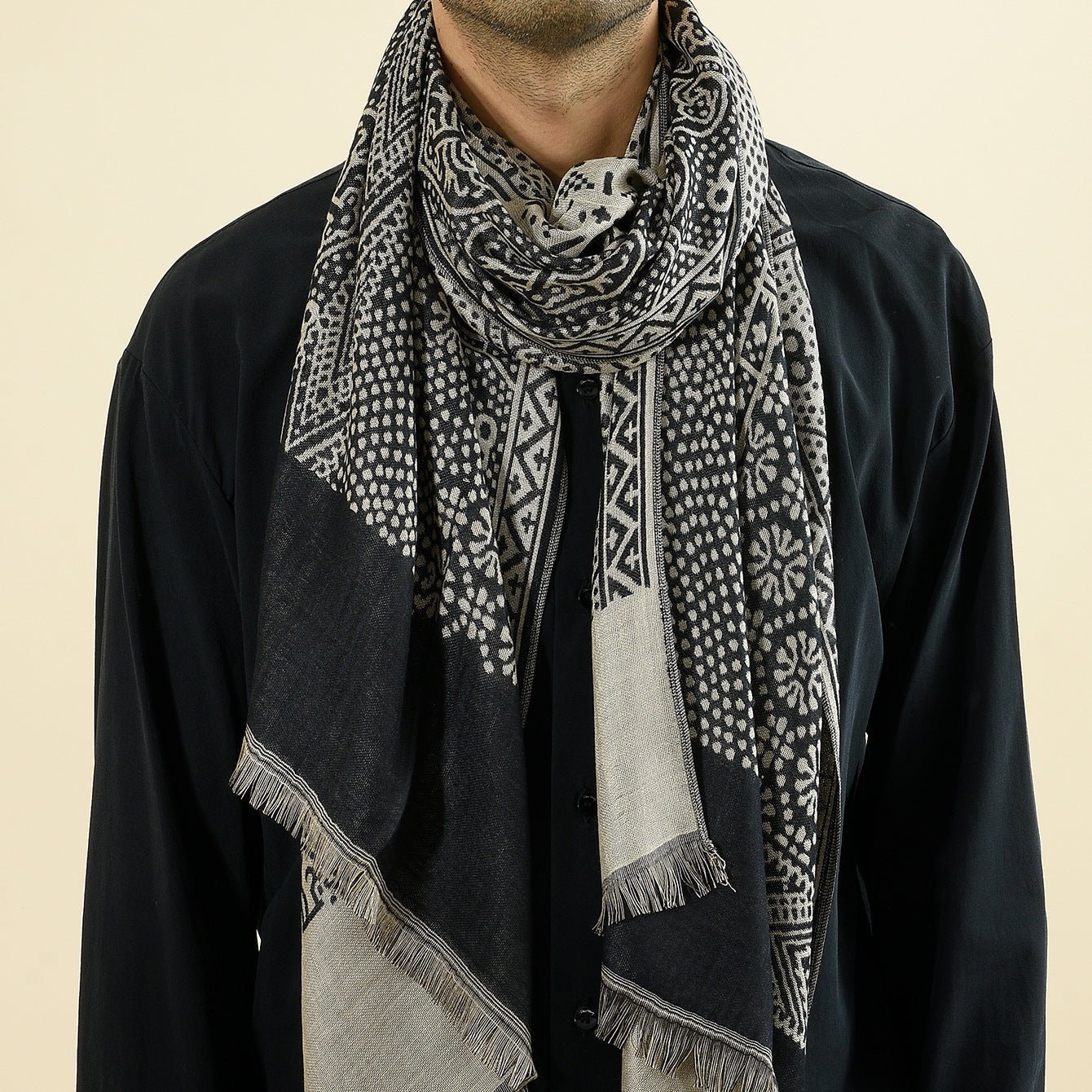 Cotton And Linen Yarn - dyed Scarf Short Beard Ethnic Style - THREADLIGHT