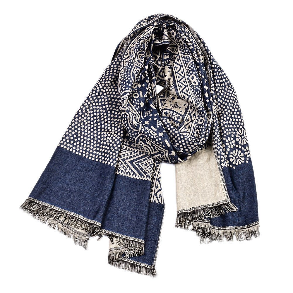 Cotton And Linen Yarn - dyed Scarf Short Beard Ethnic Style - THREADLIGHT