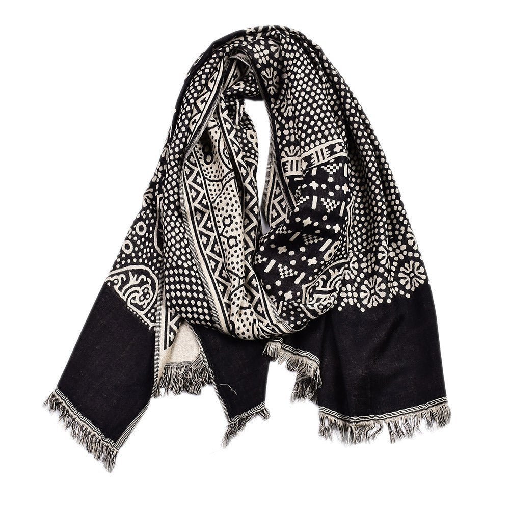 Cotton And Linen Yarn - dyed Scarf Short Beard Ethnic Style - THREADLIGHT