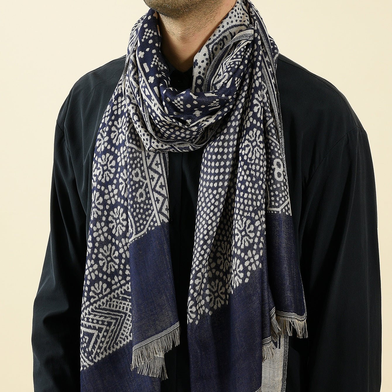 Cotton And Linen Yarn - dyed Scarf Short Beard Ethnic Style - THREADLIGHT