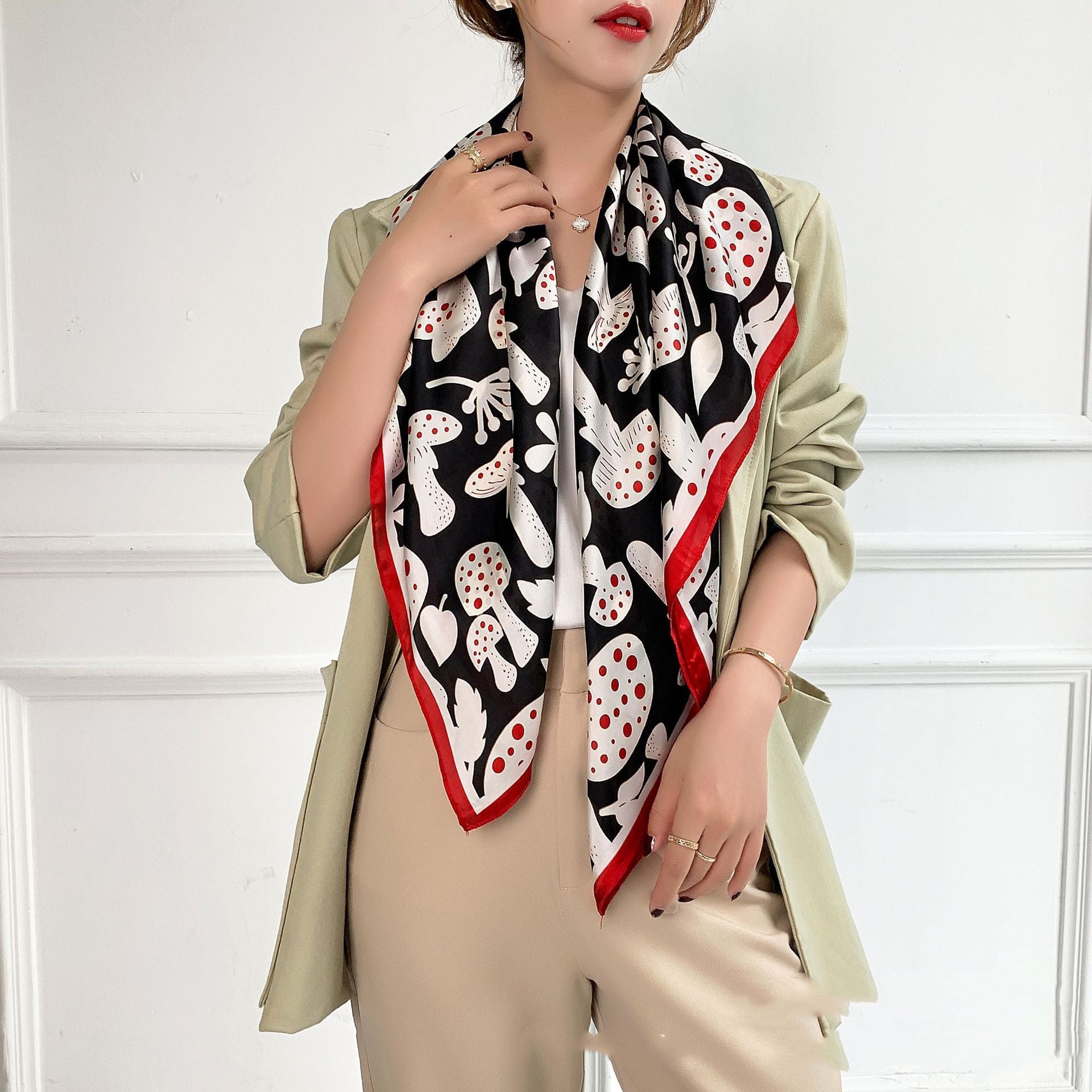 Fashion Silk Scarves Female Printing Hijab - THREADLIGHT