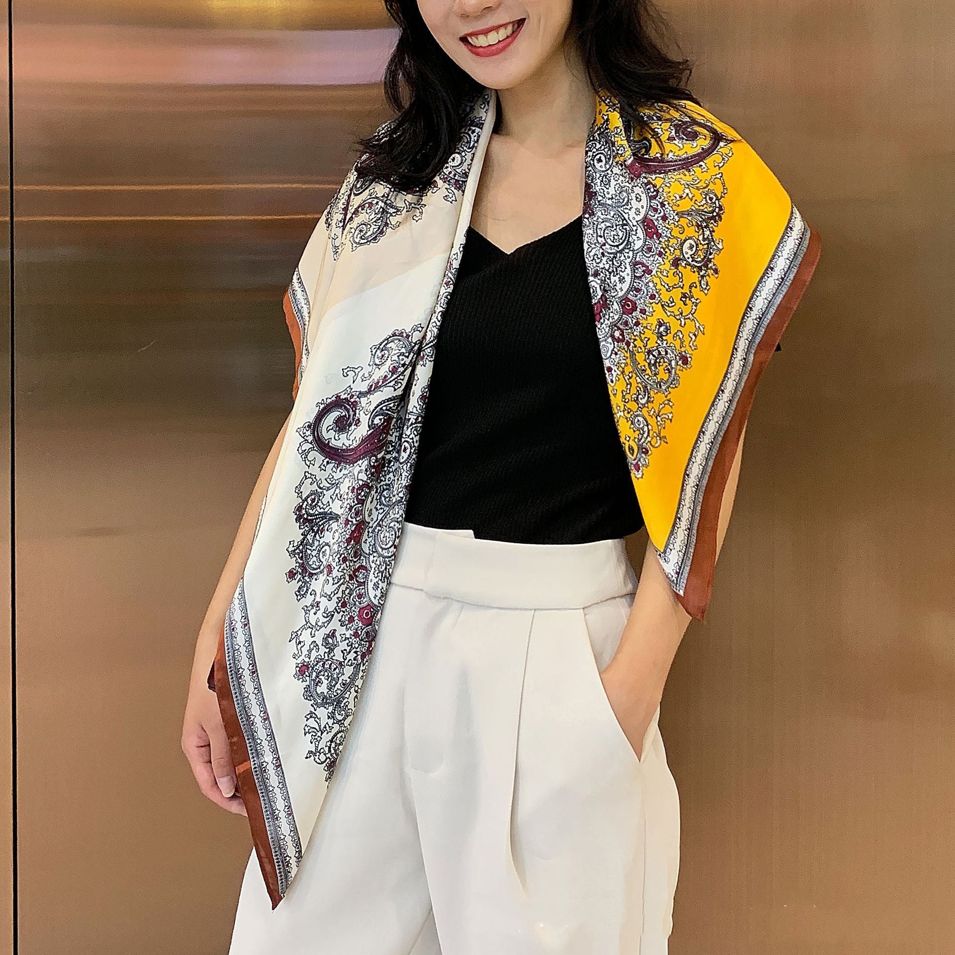 Fashion Silk Scarves Female Printing Hijab - THREADLIGHT