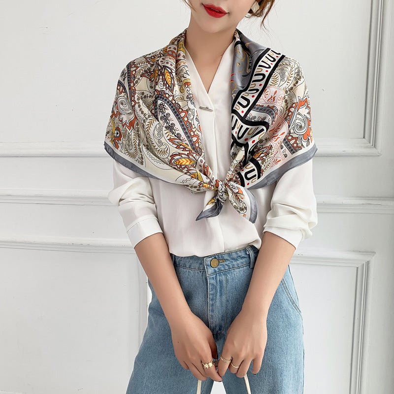 Fashion Silk Scarves Female Printing Hijab - THREADLIGHT