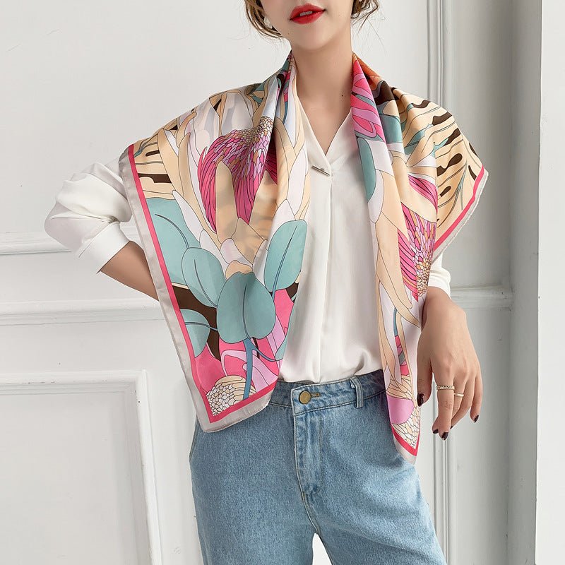 Fashion Silk Scarves Female Printing Hijab - THREADLIGHT