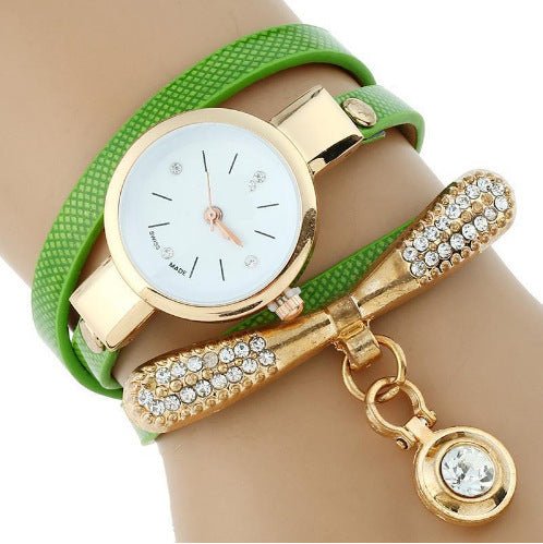 Gnova Platinum Fashion Luxury Brand New Women Rhinestone Gold Bracelet Watch Pu Leather Ladies Quartz Casual Wristwatch - THREADLIGHT