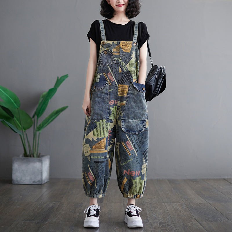 Literary Retro Large Size Jean Suspenders - THREADLIGHT