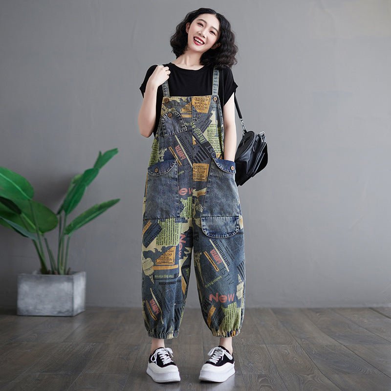 Literary Retro Large Size Jean Suspenders - THREADLIGHT
