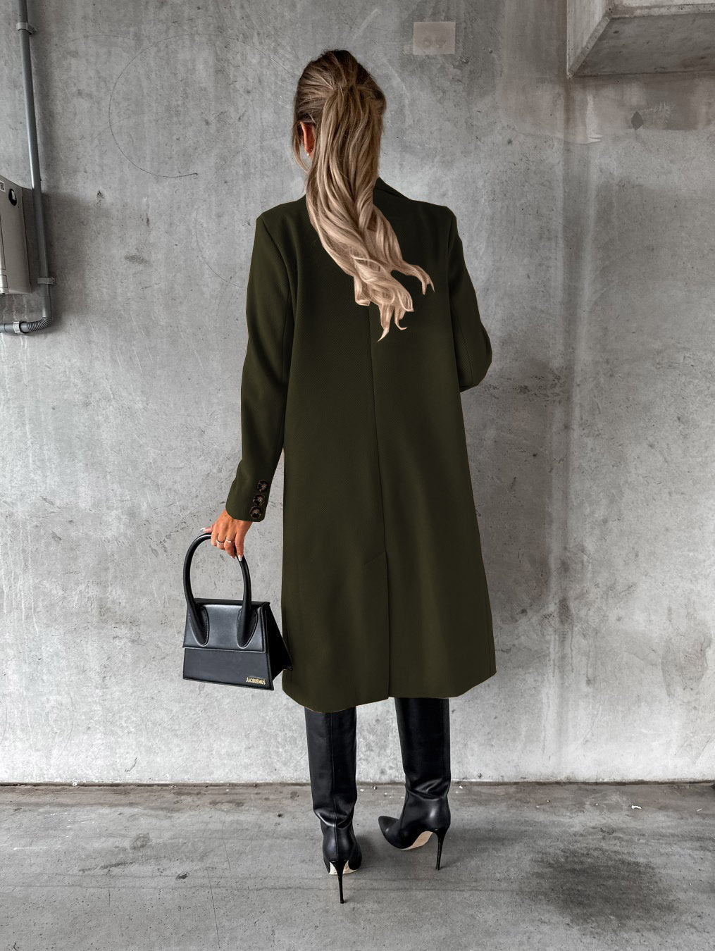 Long Sleeve Lapel Coat Winter Fashion Solid Double Breasted Slim Long Jacket Womens Clothing - THREADLIGHT