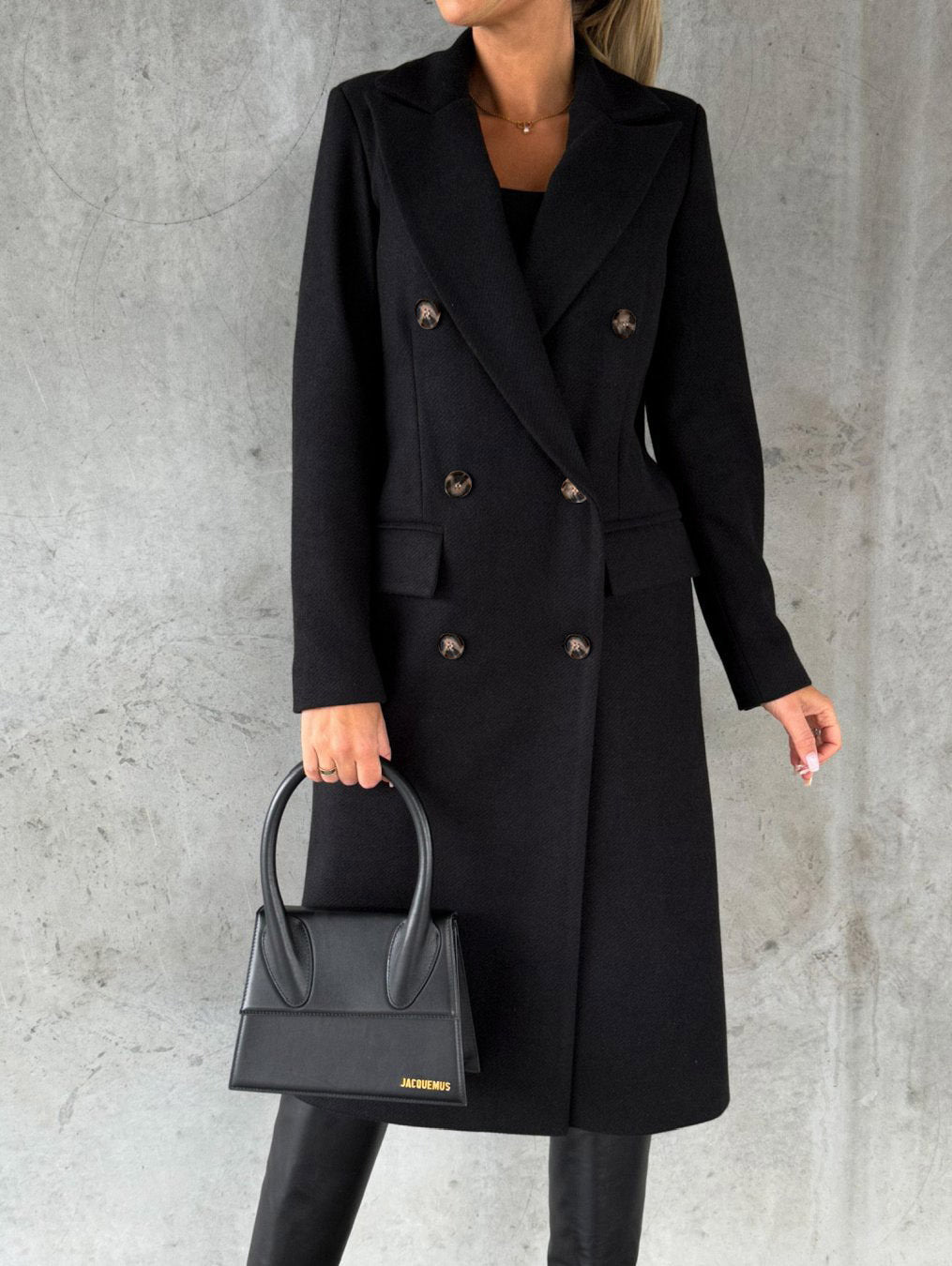 Long Sleeve Lapel Coat Winter Fashion Solid Double Breasted Slim Long Jacket Womens Clothing - THREADLIGHT