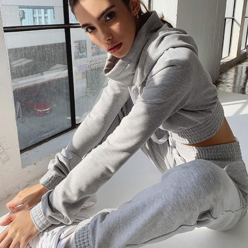 Long Sleeves Crop Top 2 Two Piece Set Women - THREADLIGHT