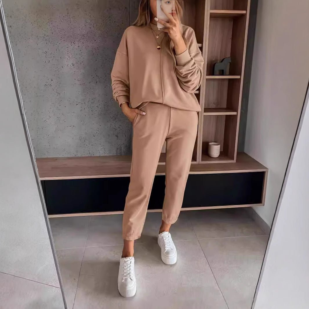 Loose Casual High Waist Ankle - tied Track Sweatpants AND Hoodie Coat Women - THREADLIGHT