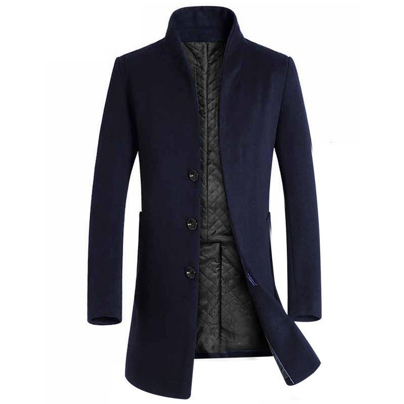 Men's long coat woolen coat trench coat - THREADLIGHT