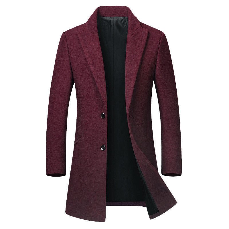 Men's long coat woolen coat trench coat - THREADLIGHT