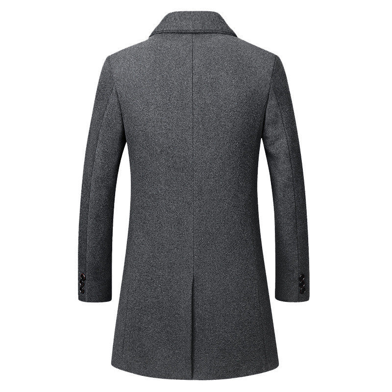 Men's long coat woolen coat trench coat - THREADLIGHT