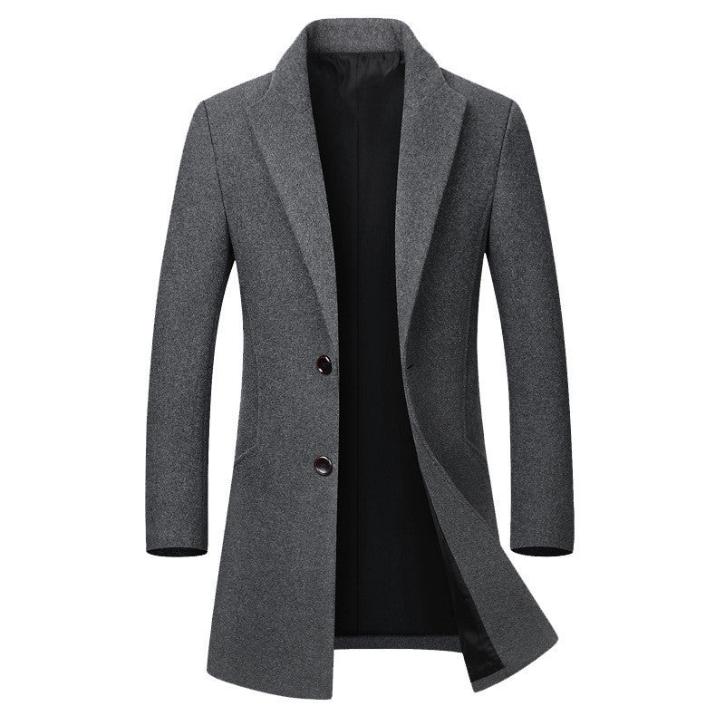 Men's long coat woolen coat trench coat - THREADLIGHT