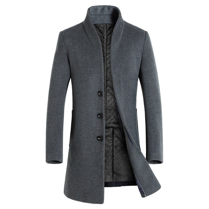 Men's long coat woolen coat trench coat - THREADLIGHT