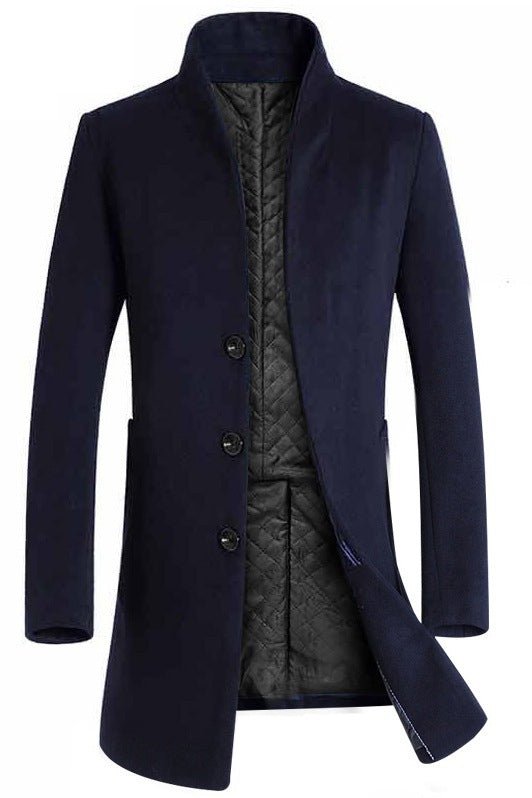 Men's long coat woolen coat trench coat - THREADLIGHT