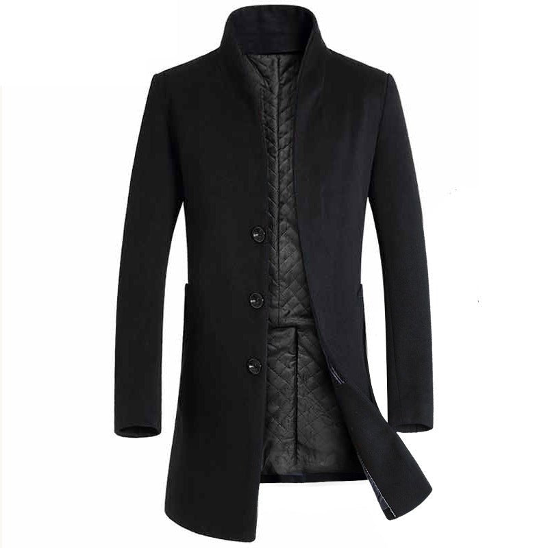 Men's long coat woolen coat trench coat - THREADLIGHT