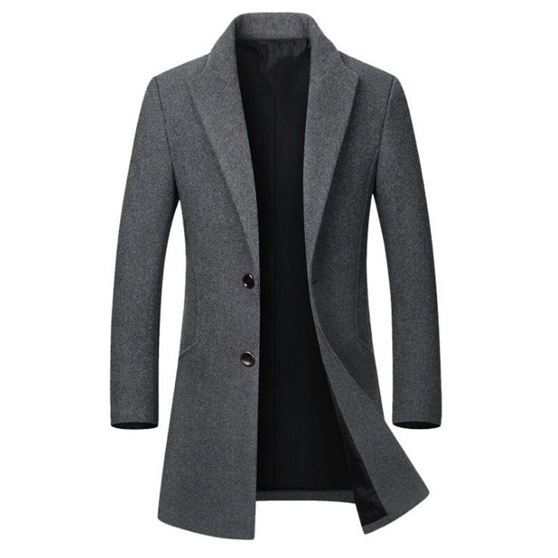 Men's long coat woolen coat trench coat - THREADLIGHT