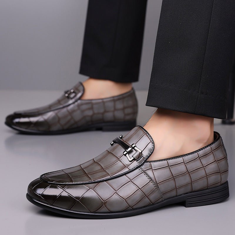 Men's Plaid Light Luxury Plus Size Rubber Sole Lightweight Leather Shoes - THREADLIGHT