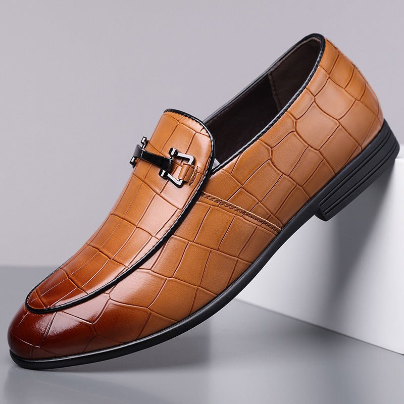 Men's Plaid Light Luxury Plus Size Rubber Sole Lightweight Leather Shoes - THREADLIGHT