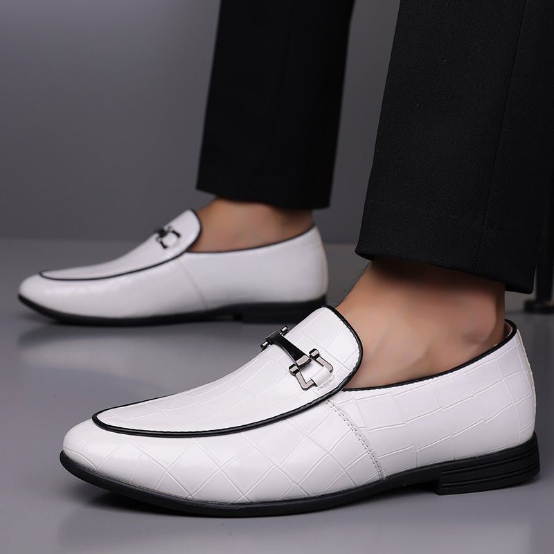 Men's Plaid Light Luxury Plus Size Rubber Sole Lightweight Leather Shoes - THREADLIGHT