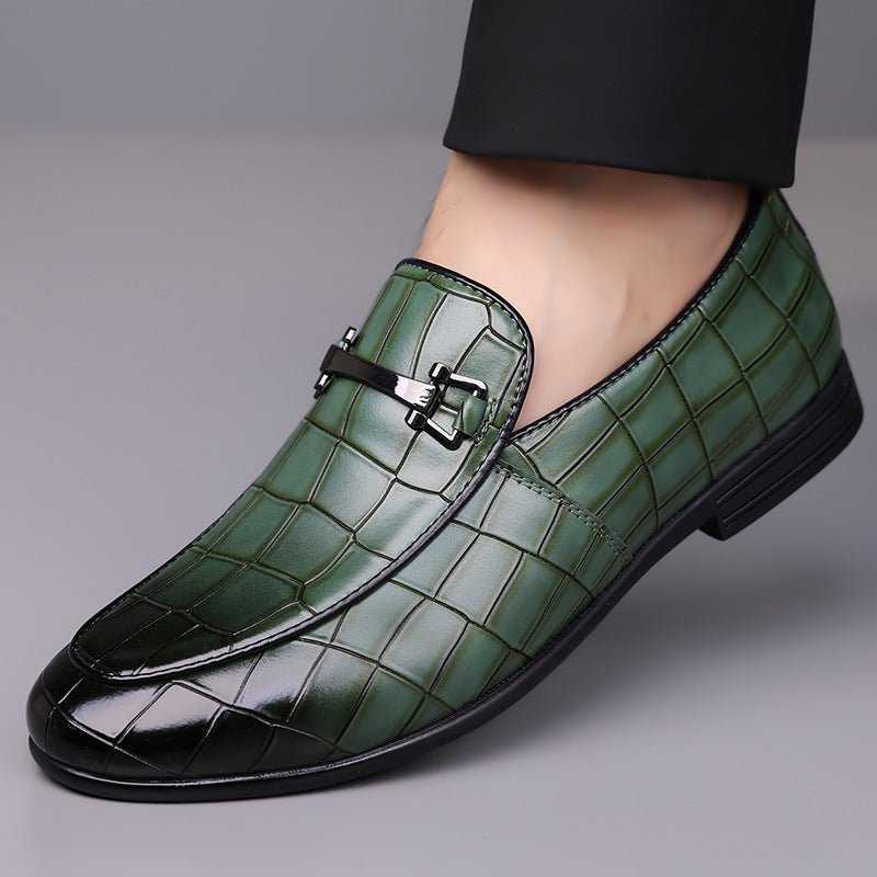 Men's Plaid Light Luxury Plus Size Rubber Sole Lightweight Leather Shoes - THREADLIGHT