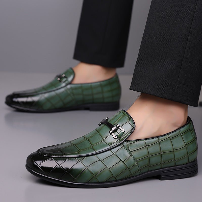 Men's Plaid Light Luxury Plus Size Rubber Sole Lightweight Leather Shoes - THREADLIGHT