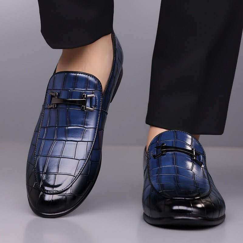Men's Plaid Light Luxury Plus Size Rubber Sole Lightweight Leather Shoes - THREADLIGHT