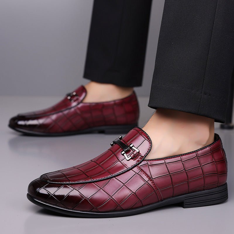 Men's Plaid Light Luxury Plus Size Rubber Sole Lightweight Leather Shoes - THREADLIGHT