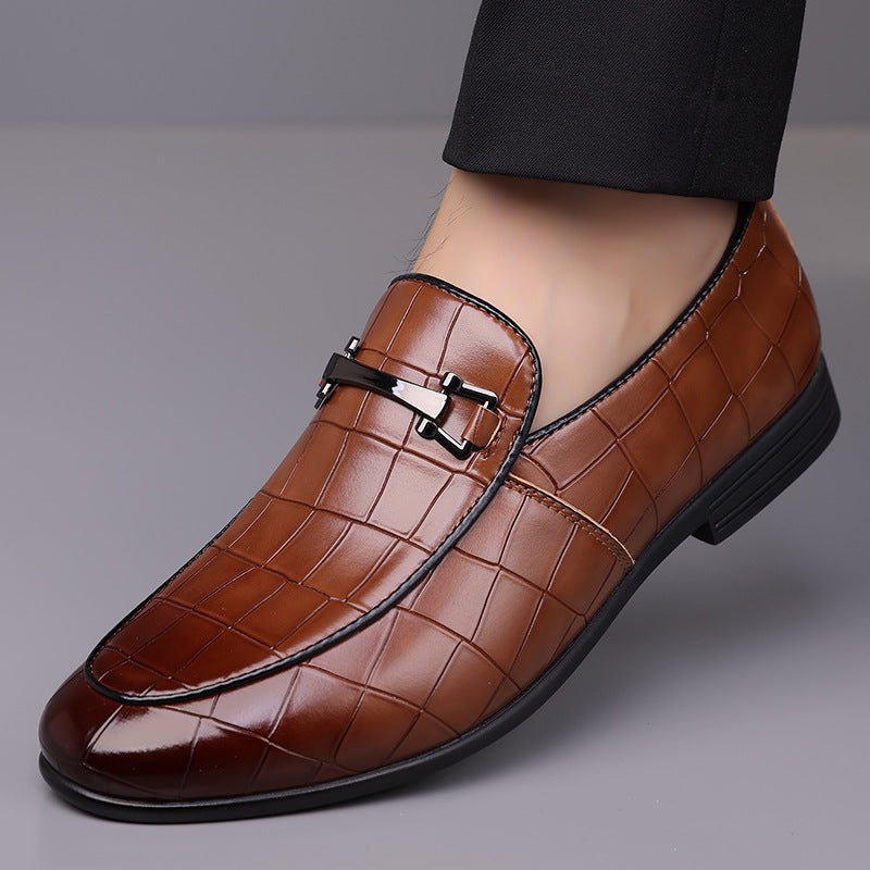 Men's Plaid Light Luxury Plus Size Rubber Sole Lightweight Leather Shoes - THREADLIGHT