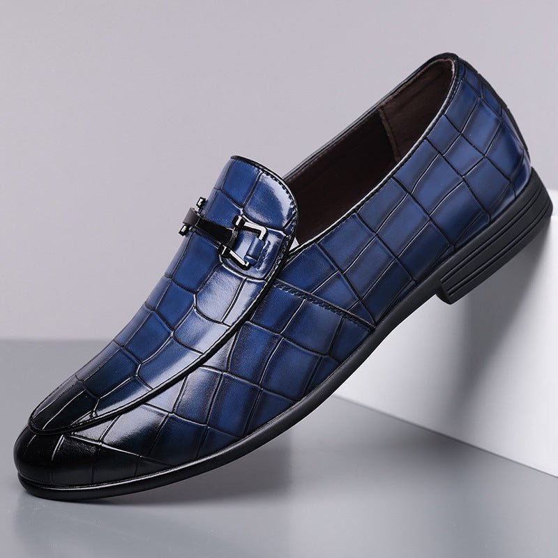 Men's Plaid Light Luxury Plus Size Rubber Sole Lightweight Leather Shoes - THREADLIGHT