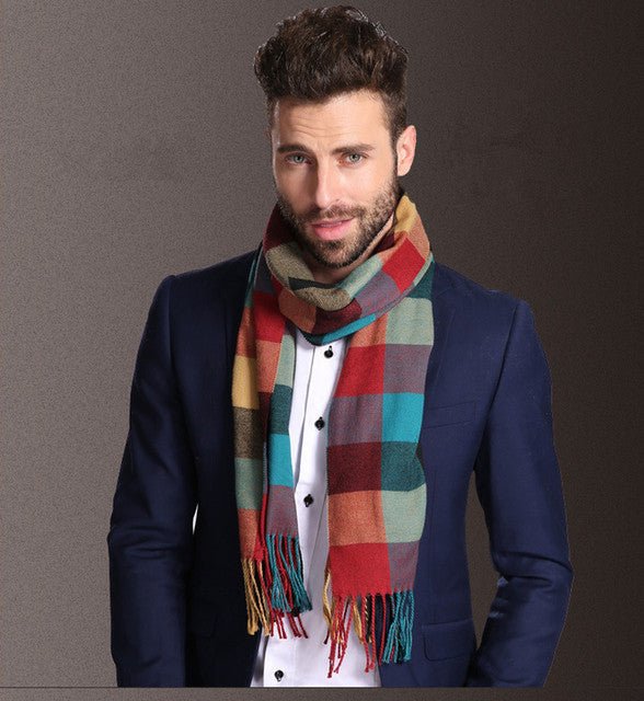 New Europe Fashion Shawl Scarves Men Winter Warm Tartan - THREADLIGHT