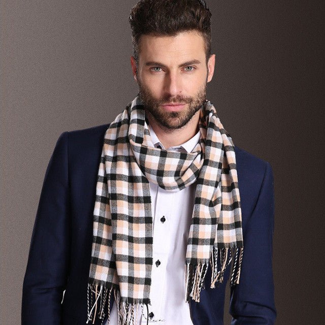 New Europe Fashion Shawl Scarves Men Winter Warm Tartan - THREADLIGHT
