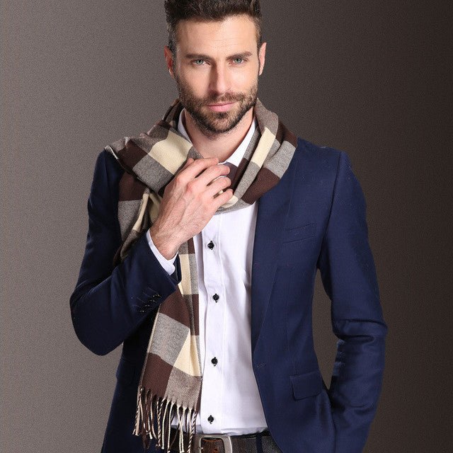 New Europe Fashion Shawl Scarves Men Winter Warm Tartan - THREADLIGHT