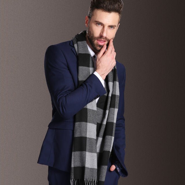 New Europe Fashion Shawl Scarves Men Winter Warm Tartan - THREADLIGHT