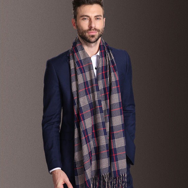 New Europe Fashion Shawl Scarves Men Winter Warm Tartan - THREADLIGHT