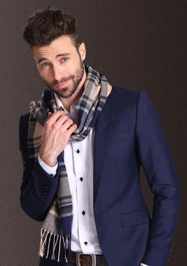 New Europe Fashion Shawl Scarves Men Winter Warm Tartan - THREADLIGHT