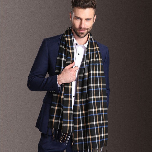 New Europe Fashion Shawl Scarves Men Winter Warm Tartan - THREADLIGHT