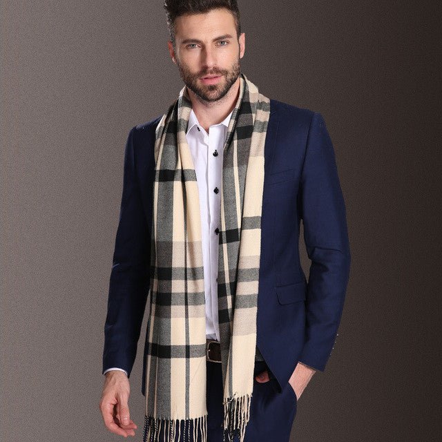 New Europe Fashion Shawl Scarves Men Winter Warm Tartan - THREADLIGHT